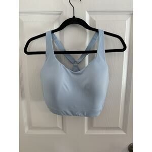 Athleta Womens 36DD Advance Sports Bra Baby Blue Criss Cross Back High Impact